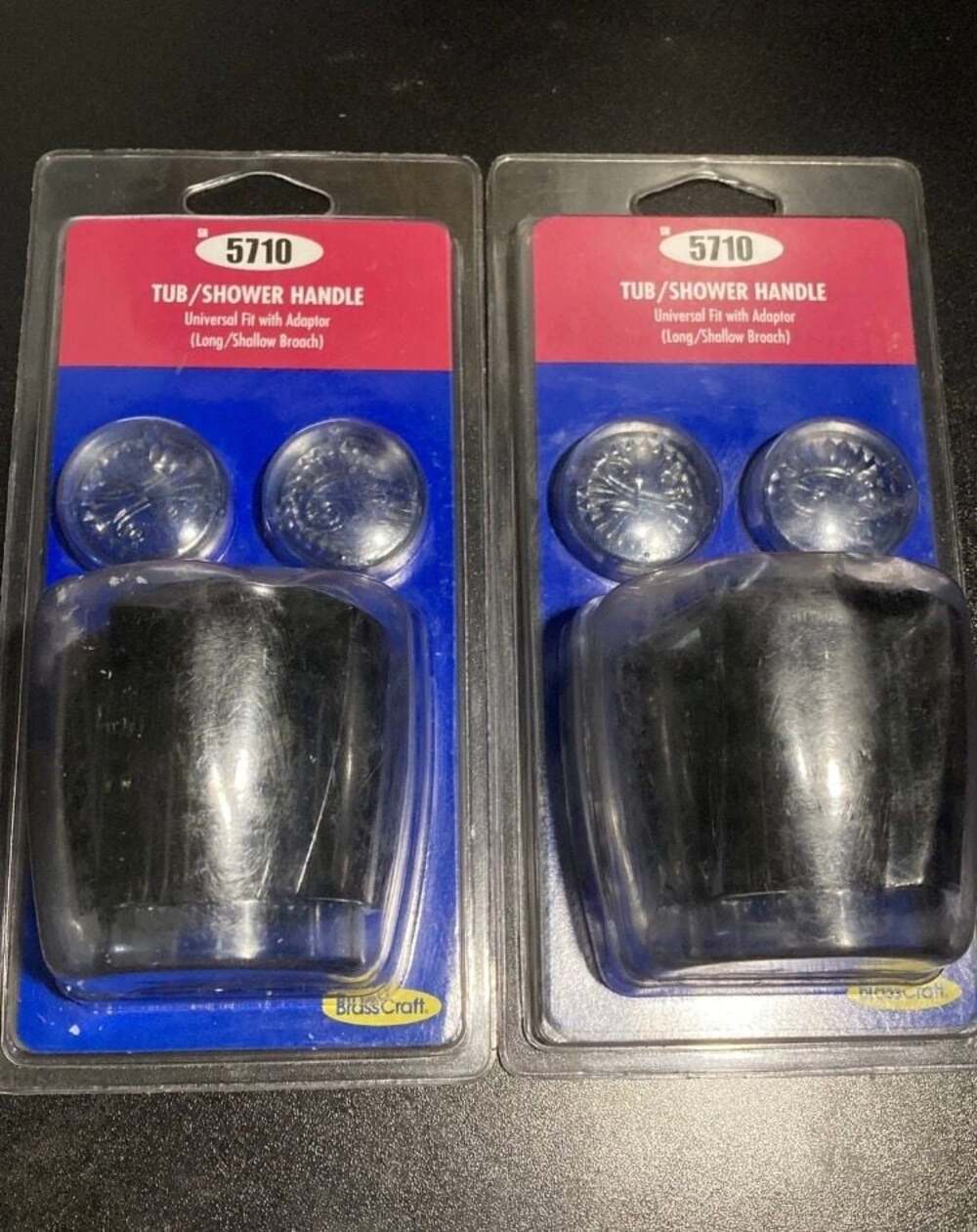 Tub Shower Handle Universal Fit with Adaptor Long Shallow Broach (Lot of 2)